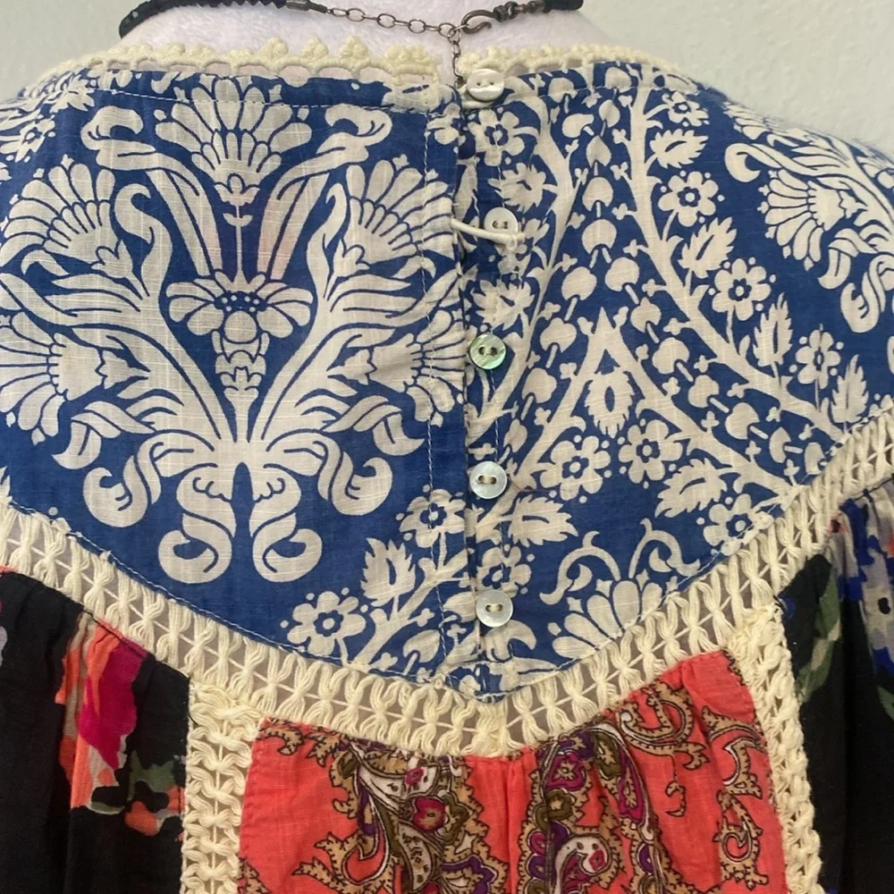 Anthropologie Vanessa Virginia Inez Swing Dress on Bohemian Paisley Floral SZ 4 - Picture 8 of 12